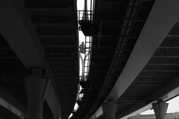 Bridge detail black and white. architecture lines. abstract background