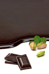 Chocolate with pistachios / Pistachios chocolate isolated on white background