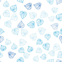 Light BLUE vector seamless elegant background with leaves.