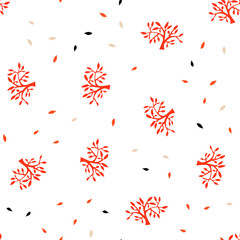 Light Blue, Yellow vector seamless elegant wallpaper with leaves, branches.