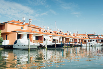 beautiful sailboats moored at the port