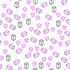 Light Pink, Blue vector seamless, isometric texture in rectangular style.