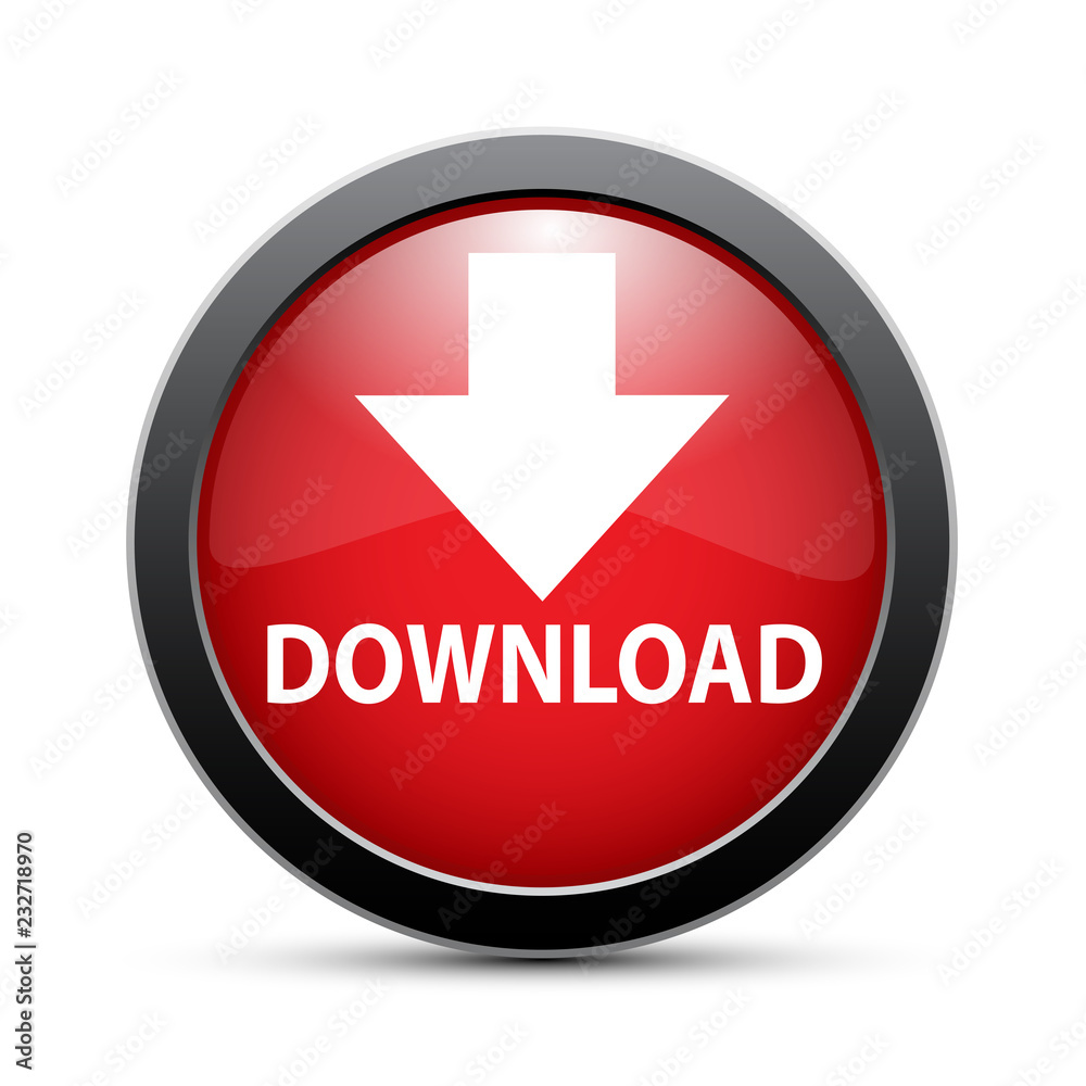 Poster Download button illustration with down arrow icon isolated. Load symbol – stock vector