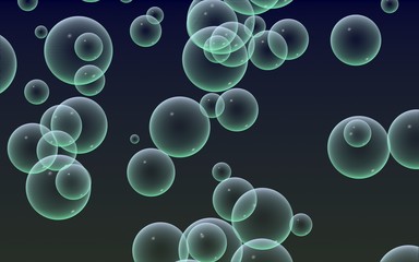 Dark background green mesh bubbles. Wallpaper, texture with bubble. 3D illustration