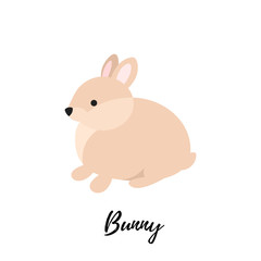 Cute bunny isolated. Domestic rabbit kid vector illustration