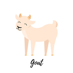 Obraz premium Cute goat kid isolated. Domestic animal vector illustration