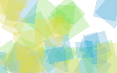 Multicolored translucent squares on white background. Green tones. 3D illustration
