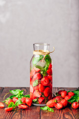 Water Infused with Strawberry and Basil.