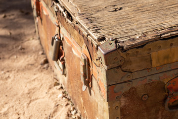 Old Western Locked Trunk Loot or Treasure Chest