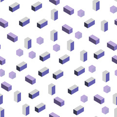 Fototapeta premium Light Purple vector seamless, isometric texture in rectangular style.