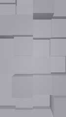 Obraz premium Abstract gray elegant cube geometric background. Chaotically advanced rectangular bars. 3D Rendering, 3D illustration