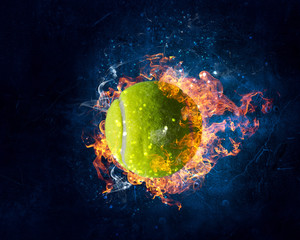 Tennis ball in fire