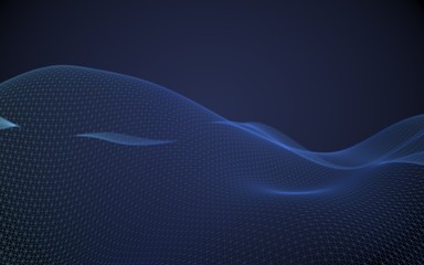 Abstract landscape on a blue background. Cyberspace grid. Hi-tech network. 3d technology illustration. 3D illustration