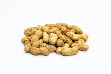 Peanuts in shell isolated on white background with clipping path.