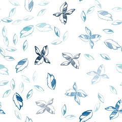 Light BLUE vector seamless elegant pattern with leaves.