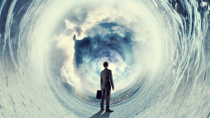 Businessman and cosmos concept