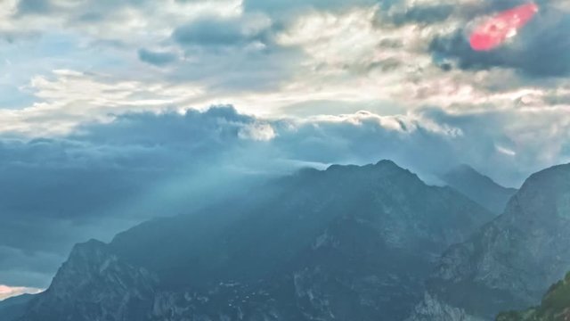 Landscape with Lake Garda, Italy. Timelapse