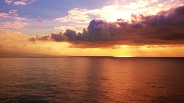 Cinemagraph of Mediterranean sea at sunset, seamless loop