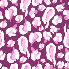 Seamless pattern with pink leopard skin. Vector.