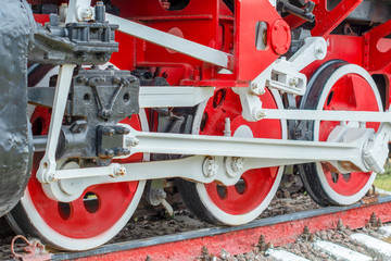 wheelset, wheels of old steam locomotives. a pair of wheels. retro locomotives. vintage