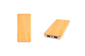Power bank, Charger connector, Wood pattern.