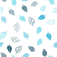 Light BLUE vector seamless natural background with leaves.