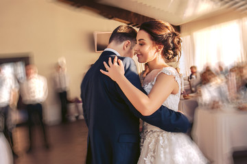 Young couple dancing during the wedding ceremony. Folk traditions