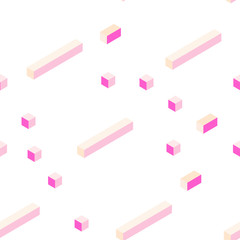 Light Pink, Yellow vector seamless, isometric pattern in square style.