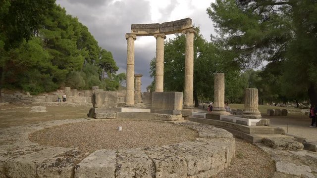 The ancient Philipeion ruins in Olympia, Greece. The birthplace of the olympic games.