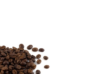 Concept of coffee beans with copy space for text or logo. Isolated.