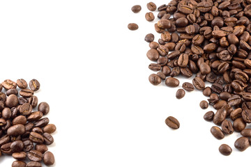 Concept of coffee beans with copy space for text or logo. Isolated.