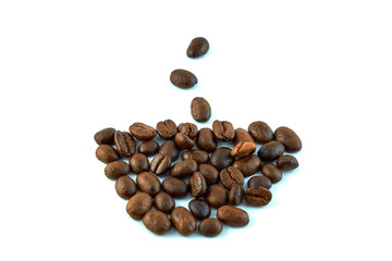 Naklejka premium cup of coffee made of coffee beans. Isolated concept. 
