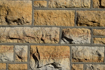 Stone brick wall with mortar