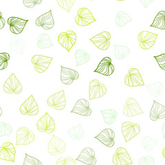 Fototapeta na wymiar Light Green, Yellow vector seamless elegant pattern with leaves.