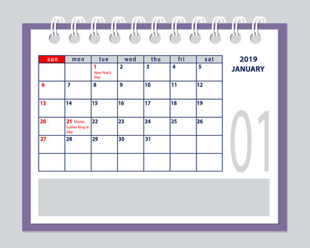 isolated January page 2019 american planner calendar