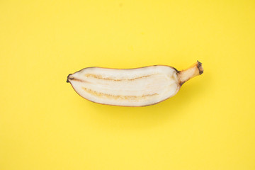 Sliced Yellow banana on yellow background © taira42