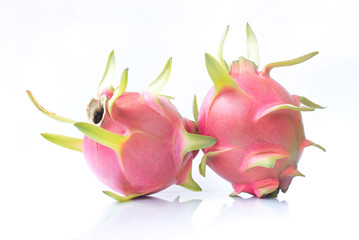 Red Dragon fruit or Tropical fruit on white background, Original dimensions 5472 x3648 pixels