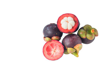 Closeup of Mangosteen isolated on the white background