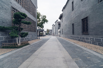 Empty road near vintage building in Nanjing