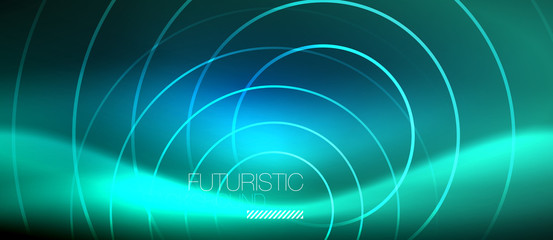 Neon glowing circles background