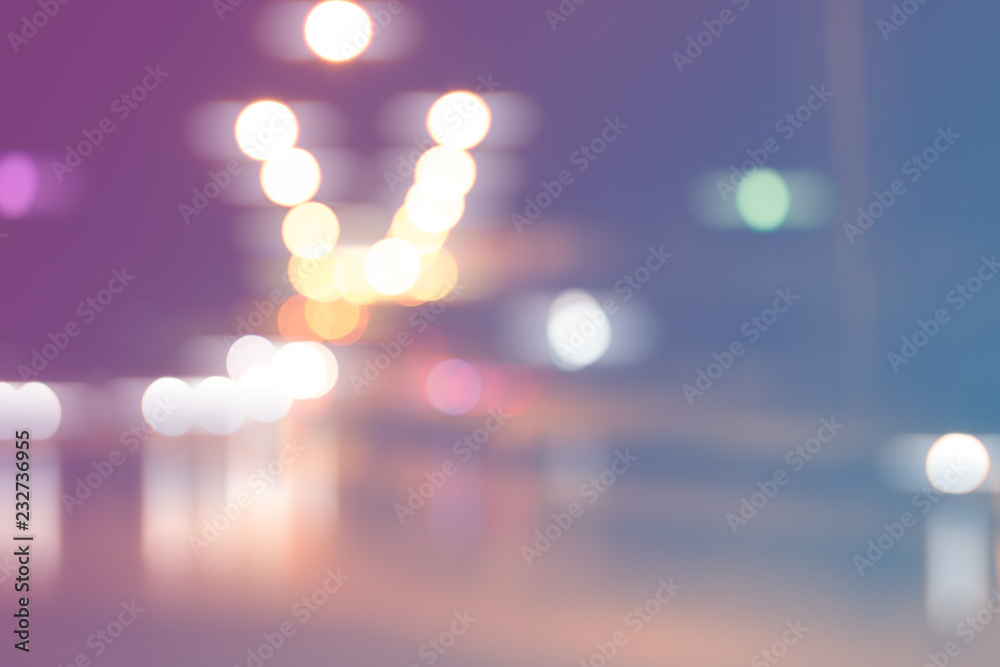 Canvas Prints blurred light on road in city with bokeh abstract background