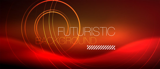 Neon glowing techno lines, hi-tech futuristic abstract background template with square shapes