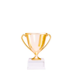 Gold Trophy, award concept, win cup prize isolated on white, 3d rendering