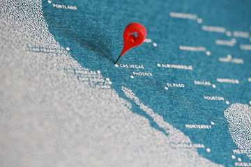 travel felt painted blue map with pin, america