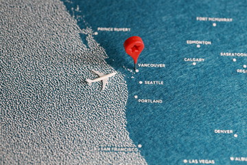 travel felt painted map with pin, canada