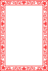 Chinese Royal floral border frame, red vector on white background
