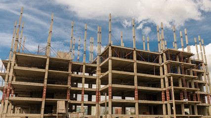 concrete frame building on abandoned construction site