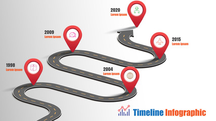 Business road map timeline infographic template with pointers designed for abstract background milestone modern diagram process technology digital marketing data presentation chart Vector illustration