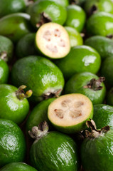 Fresh green slice of feijoa