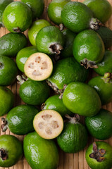 Fresh green slice of feijoa